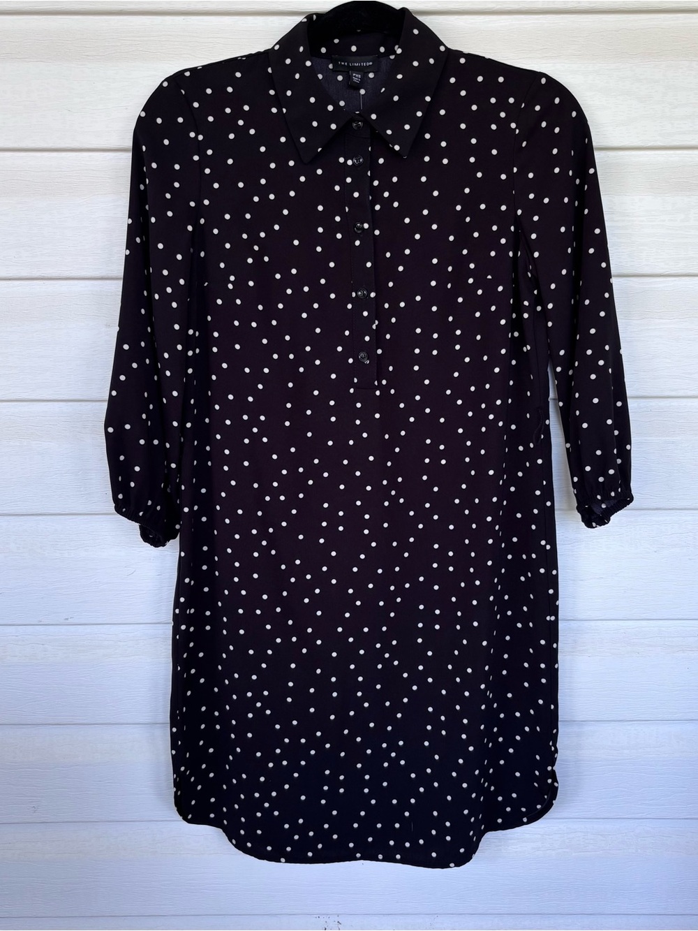 The Limited Black and White Polka Dot Long Sleeve NWT Shirt Dress XSP